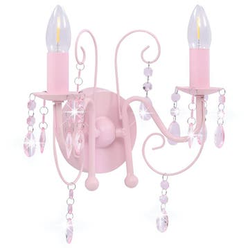 vidaXL Wandlamp met kralen 2 x E14 roze, Verzenden, Nieuw
