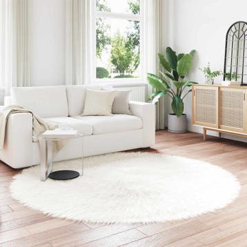 vidaXL Tapijt van imitatie TAFALLA Wit Ø 200 cm Polyester, Verzenden, Nieuw, Wit