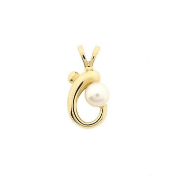 Gouden hanger met een cultivéparel (Hanger of bedel), Sieraden, Tassen en Uiterlijk, Bedels, Ophalen of Verzenden, Gebruikt, Goud