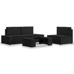 vidaXL 4-delige Loungeset poly rattan zwart, 4 zitplaatsen, Nieuw, Loungeset, Verzenden