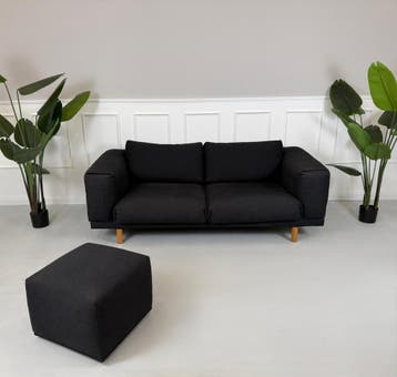 Muuto Model Rest Sofa 2-zits Grijs Stof + Poef, Tweepersoons, Ophalen of Verzenden, Zo goed als nieuw, Rechte bank