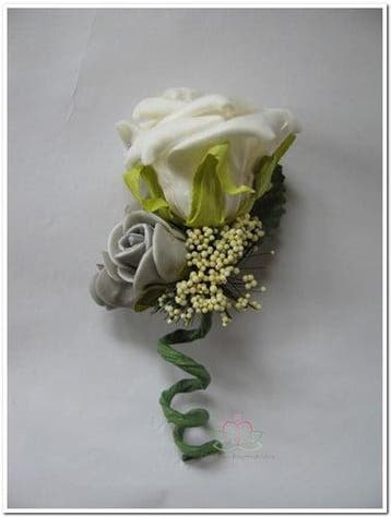 Corsage Roos CremeWit + Grijs CPR129 Maatwerk, Ophalen of Verzenden, Nieuw