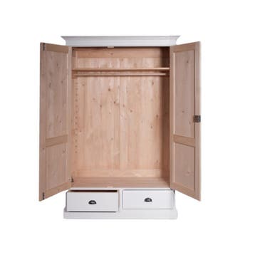 Kledingkast 2-deurs – massief hout – wit–  maatwerk mogelijk, Nieuw, Grenenhout, Landelijk, klassiek, robuust, massief, Scandinavisch
