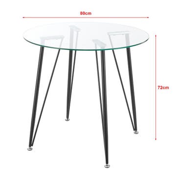 [en.casa] Glazen tafel Huittinen rond 72x80 cm zwart en tran, Verzenden, Nieuw