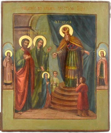 Icoon - Opdracht van Maria in de tempel - Hout