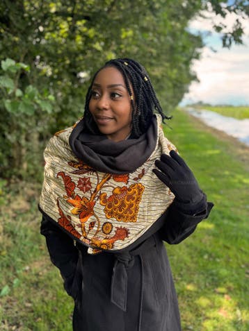 Warme Sjaal met Afrikaanse print Unisex - Oranje garden, Kleding | Dames, Mutsen, Sjaals en Handschoenen, Ophalen of Verzenden