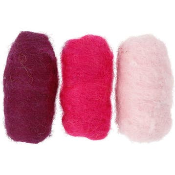 Gekaarde Wol, paars/roze harmonie, 3x10 gr/ 1 doos, Nieuw