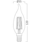 LED Lamp E14 Kaars Filament Gebogen Flame Tip - Brinton -, Huis en Inrichting, Led-lamp, Soft of Flame, E14 (klein), Nieuw