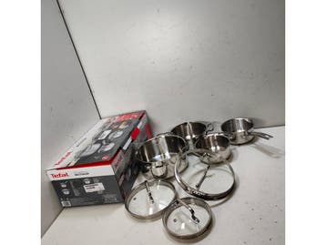 Tefal Duetto+ Pannenset - 4-delig - RVS - Inductie - Glazen, Huis en Inrichting, Keuken | Potten en Pannen, Verzenden, Zo goed als nieuw
