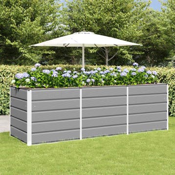 vidaXL Plantenbak Lichtgrijs 240 x 80 x 75 cm Staal, Tuin en Terras, Bloembakken en Plantenbakken, Verzenden, Nieuw, Metaal, 60 tot 100 cm