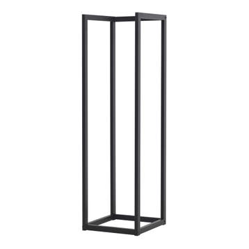 [en.casa] Brandhout rek Tanum houtopslag 35x35x120 cm zwart, Verzenden