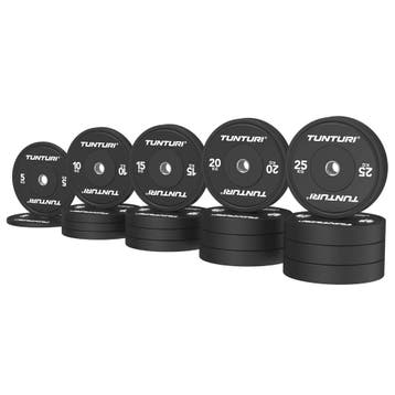 Tunturi Platinum Bumper Plate Black, 290kg, set, Verzenden, Nieuw