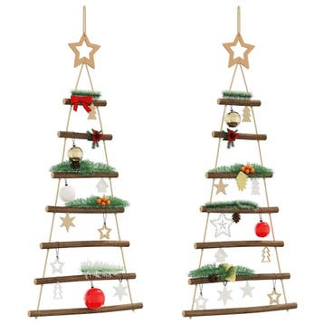 vidaXL Hangende kerstbomen met topsterren 2 st 42x90 cm, Diversen, Verzenden, Nieuw