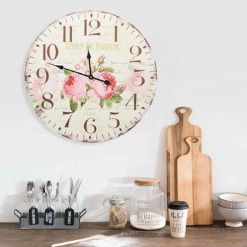 vidaXL Wandklok vintage stijl 60 cm bloemen, Verzenden, Nieuw