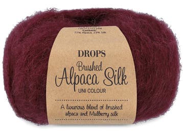 DROPS Brushed Alpaca Silk Uni Colour - 23 wijnrood - Wol G, Ophalen of Verzenden, Nieuw
