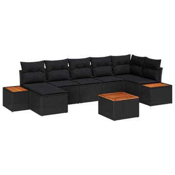 vidaXL Tuinbankenset 8 st Zwart Poly riet, Tuin en Terras, Verzenden, Nieuw, 8 zitplaatsen