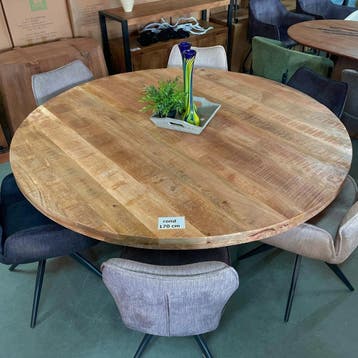 EETTAFEL mangohout – rond, ovaal, boomstam – SUPER PRIJZEN, Huis en Inrichting, Tafels | Eettafels, Metaal, 100 tot 150 cm, Verzenden