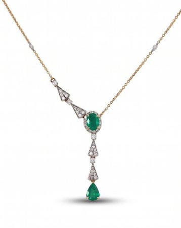 Halsketting - 14 karaat Geel goud - 1.76ct. tw. Smaragd -, Nieuw