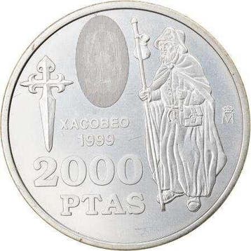 Spanje. 2000 Pesetas 1999 Juan Carlos Rey de España Figura