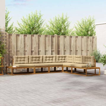 vidaXL Buiten bankenset Natuurlijk en Beige, Tuin en Terras, Tuinsets en Loungesets, Verzenden, Nieuw, 6 zitplaatsen