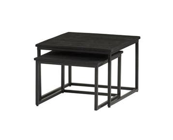 Salontafel Cuba set van 2 vierkant mangohout - zwart, Ophalen of Verzenden, Nieuw