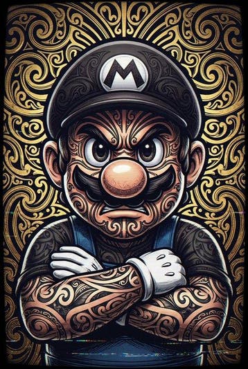 Artxlife - Super Mario Maori Tatoo Black&Gold, Nieuw