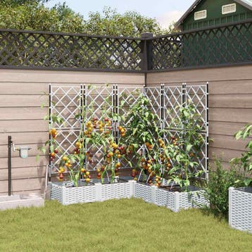 vidaXL Plantenbak 5 st Wit 120 x 120 x 126 cm PP, Tuin en Terras, Verzenden, Nieuw, 100 cm of meer, 60 cm of meer