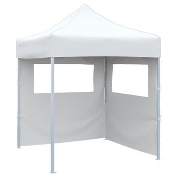 vidaXL Partytent met 2 zijwanden inklapbaar 2x2 m staal wit, Verzenden, Nieuw, Partytent