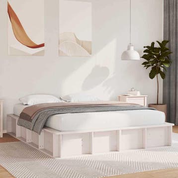 vidaXL Bedframe Wit 160 x 200 cm Massief grenenhout, Verzenden, Nieuw, Wit, Hout