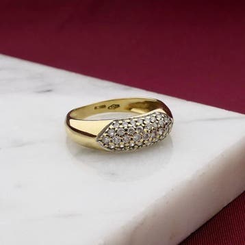 Gouden pavéring met zirconia, 18 tot 19, Gebruikt, Ophalen of Verzenden, Met edelsteen