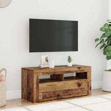 vidaXL Tv-meubel met LED 90x35x40 cm bewerkt hout oud hout, Minder dan 50 cm, Verzenden, Nieuw, Minder dan 100 cm