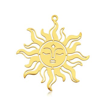 1 x PVD Vacuum Plating 201 Bedeltje Zon Real 18K gold pla..., Ophalen of Verzenden, Nieuw, Kraal