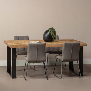 Mangohouten Eettafel Rechthoek Roy 240x100 cm (6cm), Verzenden, Nieuw, Industriële meubels, Rechthoekig