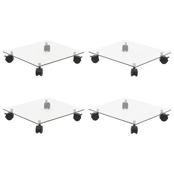 vidaXL Plantenrollers 4 st vierkant 35x35 cm gehard glas, Verzenden, Nieuw