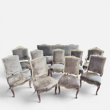 Sofa (10) - Fluweel, Verguld hout