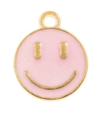 2 x Bedel Enamel light gold Smiley 14,5 x 12mm oogje: 1,5..., Ophalen of Verzenden, Nieuw, Kraal
