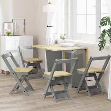 vidaXL Eetkamerstoelen 4 st Corona inklapbaar massief, Huis en Inrichting, Stoelen, Verzenden, Nieuw, Grijs