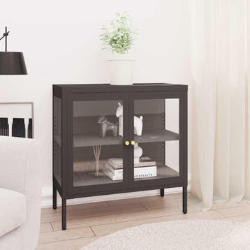 vidaXL Dressoir 70x35x70 cm staal en glas antracietkleurig, Verzenden, Nieuw, 50 tot 100 cm, Metaal