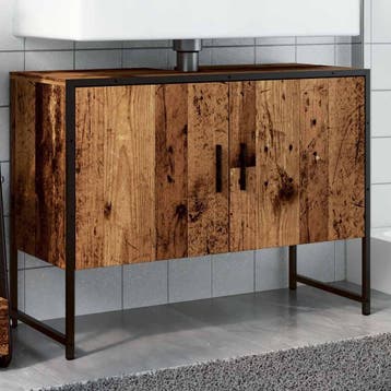 vidaXL Badkamerkast 80x33x60 cm bewerkt hout oud houtkleurig, Verzenden, Nieuw