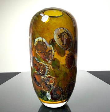 Maxence Parot - Vaas - Unieke vaas, kleuren en goud - Glas