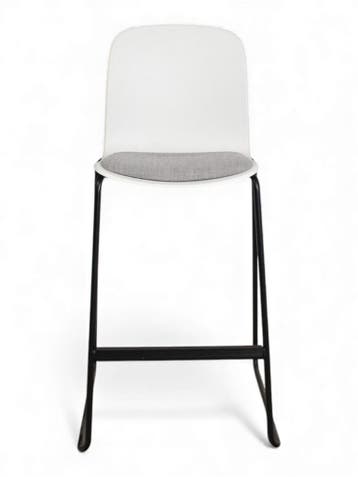 Steelcase Cavatina barkruk met bekleed zitvlak, sledge fr..., Ophalen of Verzenden, Gebruikt, Wit