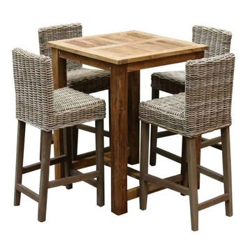 Rita barset 80x80xH105 cm 5-delig teak, Ophalen of Verzenden, Nieuw