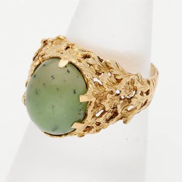 Ring - 18 karaat Geel goud - Nefriet Jade, Nieuw