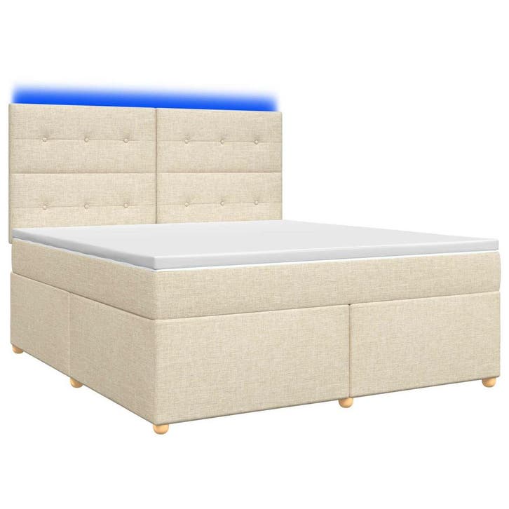 vidaXL Boxspringbed met matras Crèmekleurig 140 x 200 cm, Huis en Inrichting, Slaapkamer | Bedden, Crème, Nieuw, Verzenden