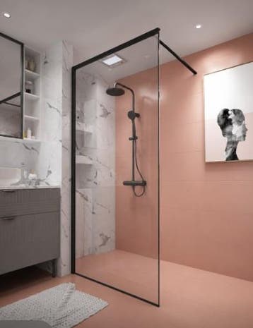 Douchewand 85 x 200 cm Zwart – Met Bovenprofiel en Zwarte, Ophalen of Verzenden, Nieuw, Glas, Bad