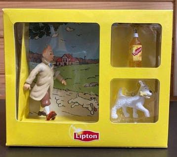 Tintin - 3 Figuurbox Tintin en het Zwarte Eiland - Lipton -, Nieuw