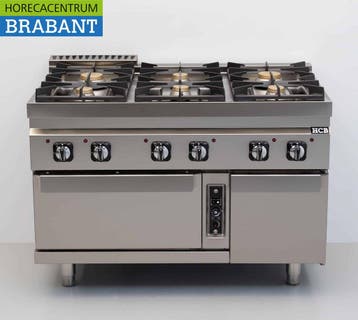 HCB RVS 6 pits Gasfornuis met oven Gasoven 50,5 kW GAS 120, Ophalen of Verzenden, Nieuw in verpakking