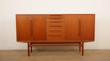 Deens vintage highboard in teak – midcentury modern wandkast, Huis en Inrichting, Ophalen of Verzenden, Nieuw