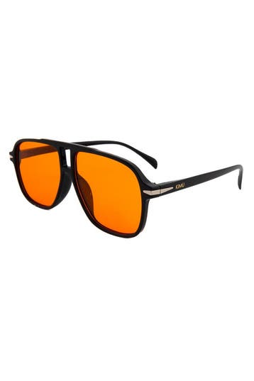 KIMU® Motor Pilotenbril Dun Zwart Montuur Kunststof Oranje G, Ophalen of Verzenden, Nieuw, Feestartikel, Carnaval