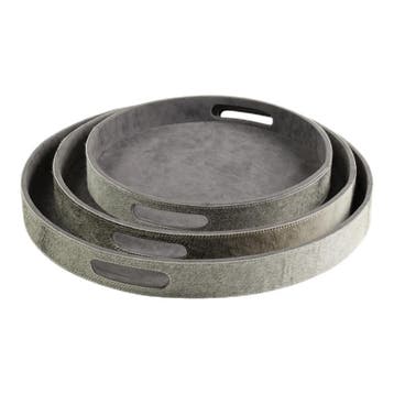 dienbladen koehuid rond grijs (set of 3), Verzenden, Nieuw
